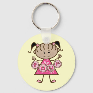小さな女の子第4回誕生日Tシャツとギフト キーホルダー