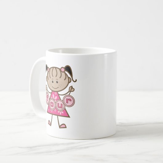 小さな女の子第4回誕生日Tシャツとギフト コーヒーマグカップ (正面左)