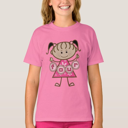 小さな女の子第4回誕生日Tシャツとギフト Tシャツ (正面)