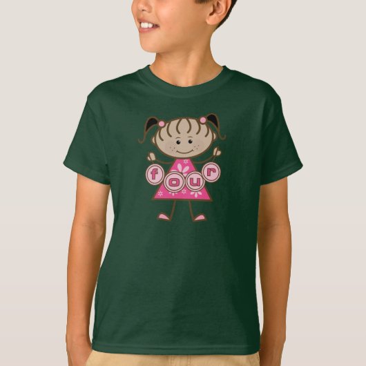 小さな女の子第4回誕生日Tシャツとギフト Tシャツ (正面)