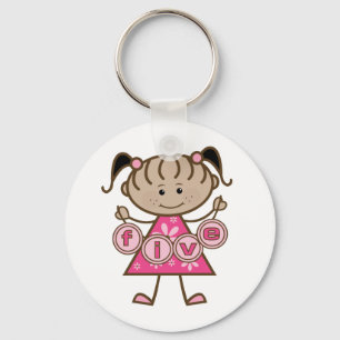 小さな女の子第5誕生日Tシャツとギフト キーホルダー