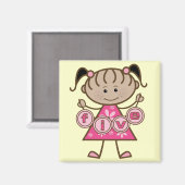 小さな女の子第5誕生日Tシャツとギフト マグネット (正面/裏面)