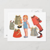 小さな女の子紙ドールはがき ポストカード (正面/裏面)