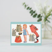 小さな女の子紙ドールはがき ポストカード (スタンド正面)