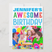 小さな女の子素晴らし誕生日会かわいい 招待状 (正面)