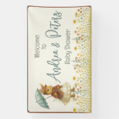 小さな女の子素朴バニーベビーシャワー 横断幕 (縦)