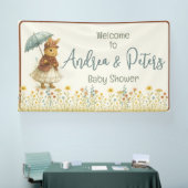 小さな女の子素朴バニーベビーシャワー 横断幕 (トレードショー)