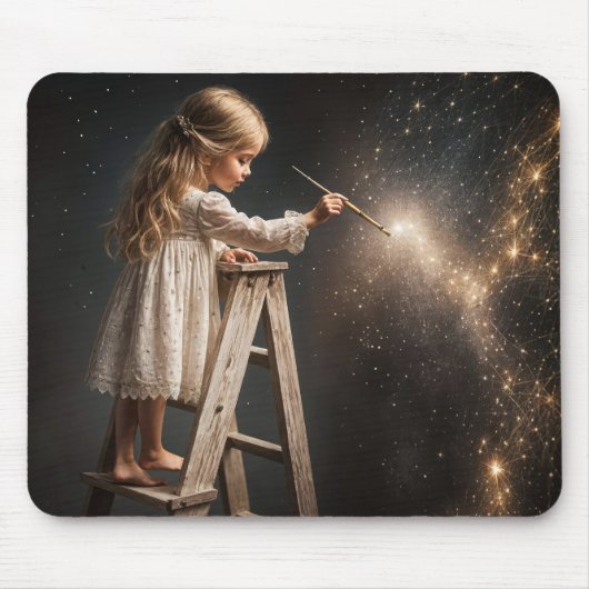 小さな女の子絵を描のナイトスターズ マウスパッド (正面)