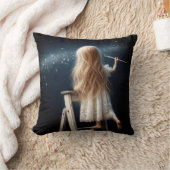 小さな女の子絵を描ズ・スターズ・イン・ナイトスカイ クッション (ブランケット)