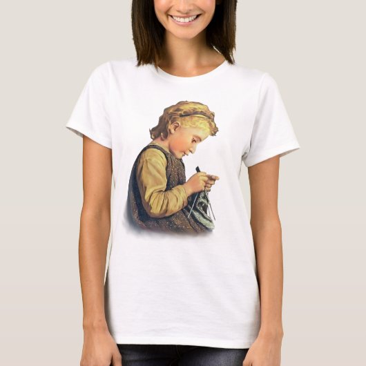 小さな女の子編み物 Tシャツ (正面)