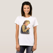 小さな女の子編み物 Tシャツ (正面フル)