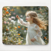 小さな女の子蝶の(昆虫)オオカバマダラ、モナークを追う マウスパッド (正面)