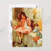 小さな女の子裁縫 ポストカード (正面/裏面)