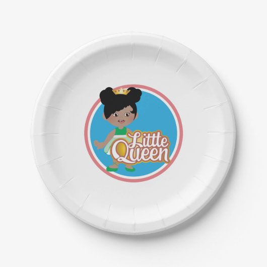 小さな女の子誕生会。小さなクイーンブラックバル ペーパープレート (正面)