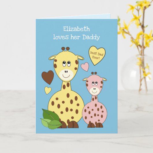 小さな女の子誕生日の挨拶からパパ カード (黄色い花)