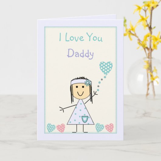 小さな女の子誕生日の挨拶からパパ カード (黄色い花)