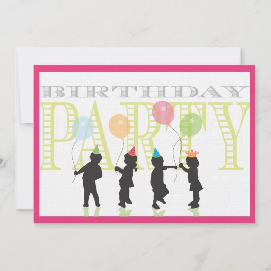 小さな女の子誕生日招待状-ピンク 招待状 (正面)