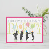 小さな女の子誕生日招待状-ピンク 招待状 (スタンド正面)