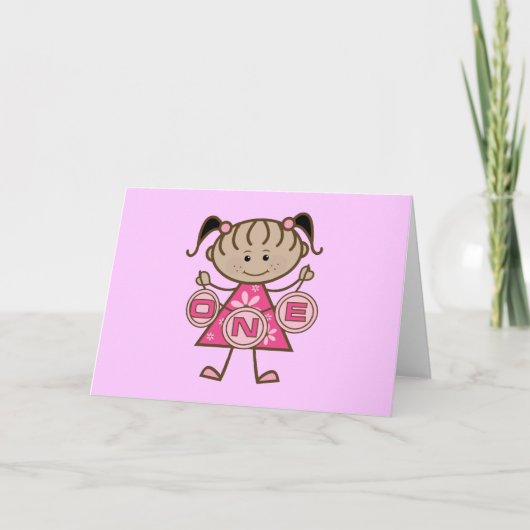 小さな女の子誕生日Tシャツとギフト カード (正面)