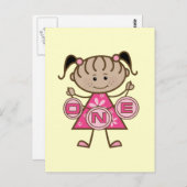 小さな女の子誕生日Tシャツとギフト ポストカード (正面/裏面)