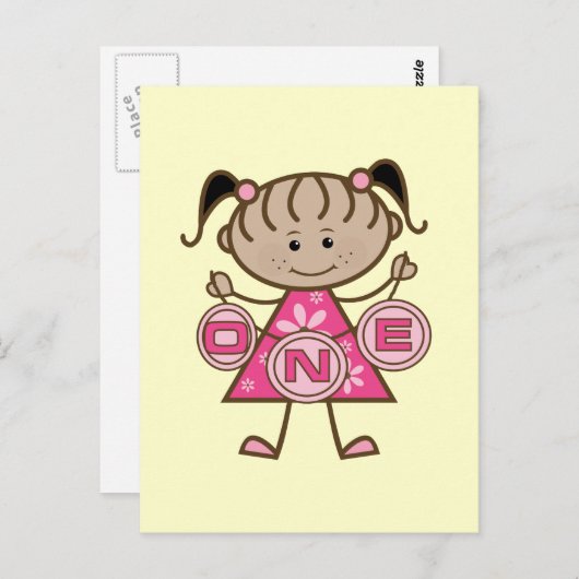 小さな女の子誕生日Tシャツとギフト ポストカード (正面/裏面)