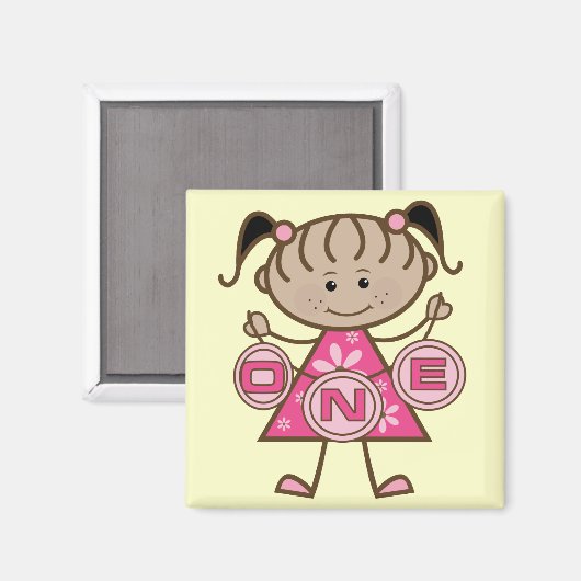 小さな女の子誕生日Tシャツとギフト マグネット (正面/裏面)