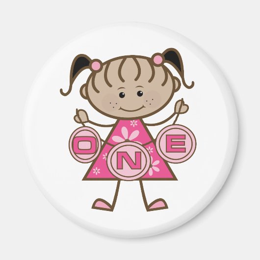 小さな女の子誕生日Tシャツとギフト マグネット (正面)