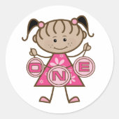 小さな女の子誕生日Tシャツとギフト ラウンドシール (正面)