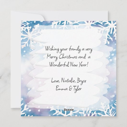 小さな女の子読の雪だるまへの物語 シーズンカード (裏面)