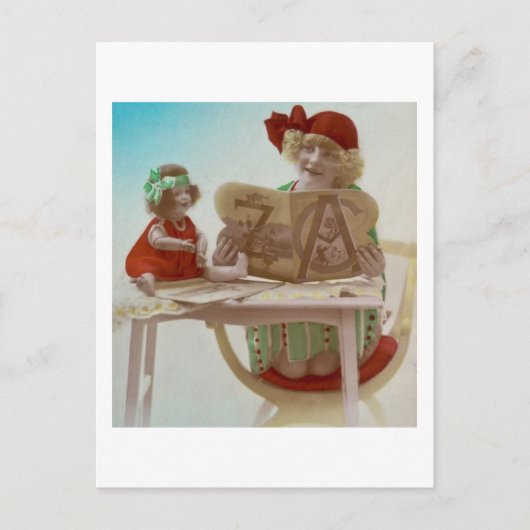 小さな女の子読のDollieへ – ヴィンテージカード ポストカード (正面)