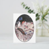 小さな女の子読オーバーソファ ポストカード (スタンド正面)