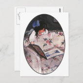 小さな女の子読オーバーソファ ポストカード (正面/裏面)