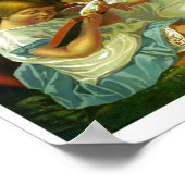 小さな女の子読ヴィンテージイラストレーション ポスター (角)