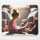 小さな女の子読ーからテディベア マウスパッド (正面)