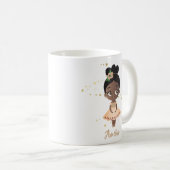 小さな女の子踊りバレリーナw/フラワー、金ゴールド コーヒーマグカップ (正面右)