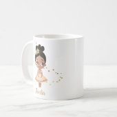 小さな女の子踊りバレリーナw/フラワー、金ゴールド コーヒーマグカップ (正面左)