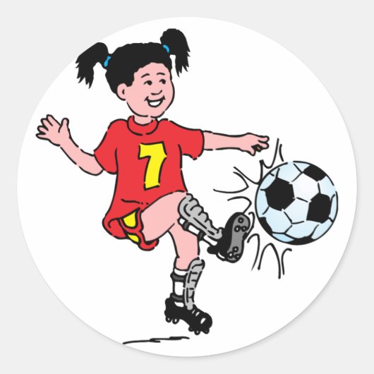 小さな女の子遊のサッカー ラウンドシール (正面)