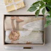 小さな女の子遊ズウィズサンドヴィンテージイラストレーション 薄葉紙 (ギフト)