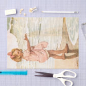 小さな女の子遊ズウィズサンドヴィンテージイラストレーション 薄葉紙 (クラフト)