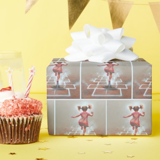 小さな女の子遊ズホスコッチ ラッピングペーパー (誕生日パーティー)