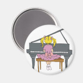 小さな女の子遊ピアノ マグネット (正面/裏面)
