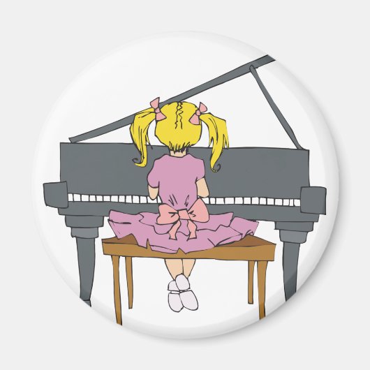 小さな女の子遊ピアノ マグネット (正面)