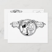 小さな女の子郵送レターのクリスマスカラー シーズンポストカード (正面/裏面)