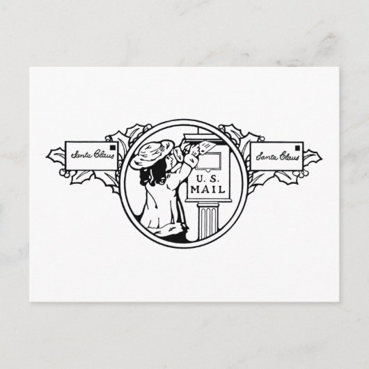 小さな女の子郵送レターのクリスマスカラー シーズンポストカード (正面)