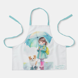 小さな女の子雨天 エプロン