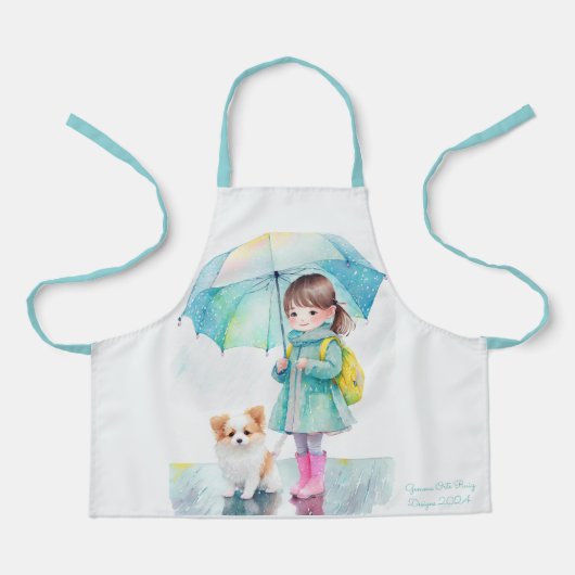 小さな女の子雨天 エプロン (正面)