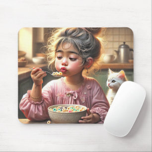小さな女の子食べのシリアル マウスパッド