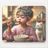 小さな女の子食べのシリアル マウスパッド (正面)
