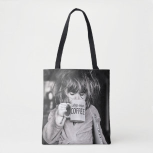 小さな女の子飲用コーヒー トートバッグ