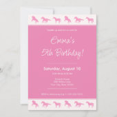 小さな女の子馬好きピンクフォトバースデーパーティー 招待状 (正面)